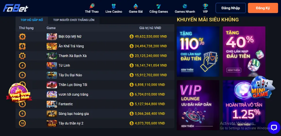 Kho game giải trí Bắn Cá và Nổ Hũ